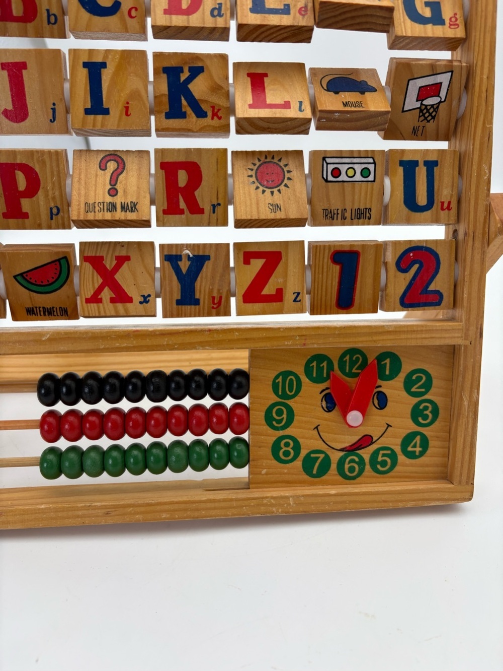 Vintage Learn The Alphabet Wooden Activity Center - Letters, abacus and clock - Picture 2 of 7